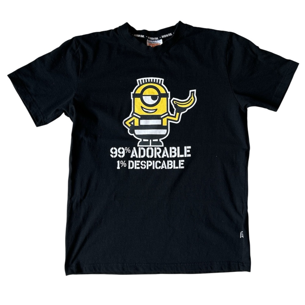 Black Graphic Tee with Yellow Print
